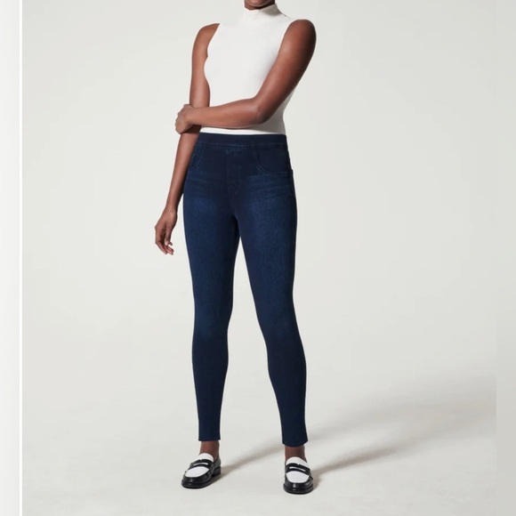 Spanx Jean-ish® Ankle Leggings Size Large Dark Wash EUC‎ - Picture 1 of 8